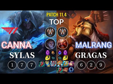 T1 Canna Sylas vs Malrang Gragas Top - KR Patch 11.4