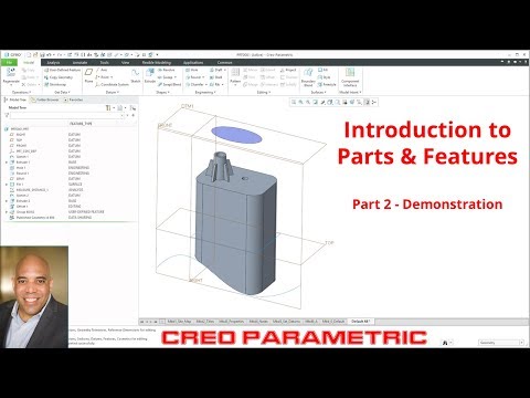 Creo Parametric - Absolute Beginners Lesson 7 Tutorial - Parts and Features (Demonstration)