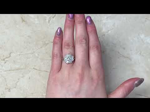 Floral Motif Diamond Cluster Engagement Ring - Milford Ring - Hand Video