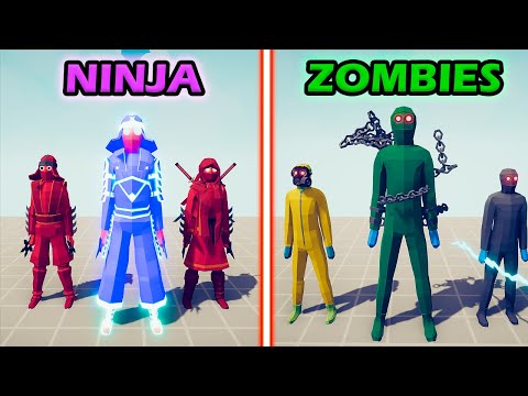 NINJA TEAM vs ZOMBIES TEAM - Totally Accurate Battle Simulator | TABS