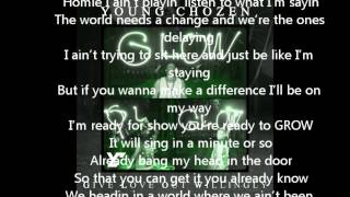 Young Chozen - stanky face (ablum G.L.O.W) lyric on the screen