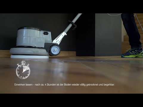 Auffrischen von mafi Naturholzböden - Pflegeölbalsam mit Einscheibenmaschine