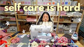 PRODUCTIVE self-care crafty vlog❤️⭐️💌 DIY heart pillow, solo date, handmade galentines, work vlog
