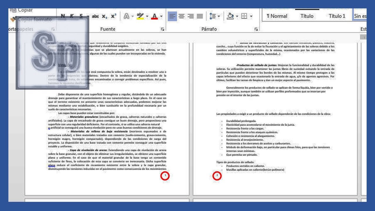 Word - Cómo numerar páginas Word a izquierda y derecha, páginas pares e impares. En español HD