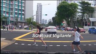 27jun2026 pedestrians ignore traffic lights and run across the road when vehicles are moving off