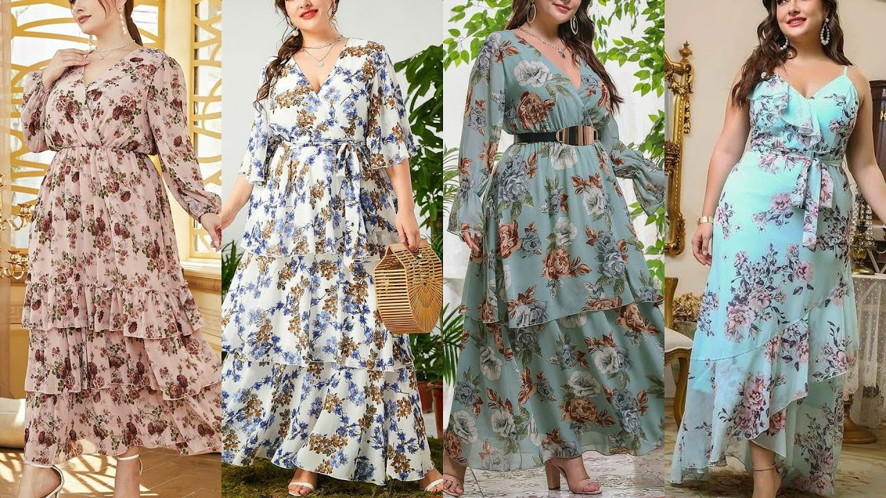 Exclusively Beautiful Plus Size Women Floral Chiffon Maxi Dresses Designs 2022