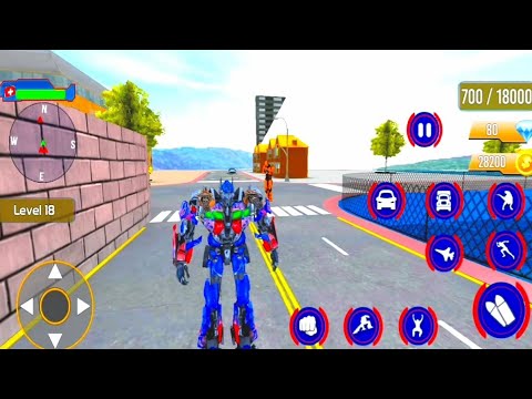 Blue Optimus Prime Robot Game–Police Robot Truck Transformer Game Gameplay#11