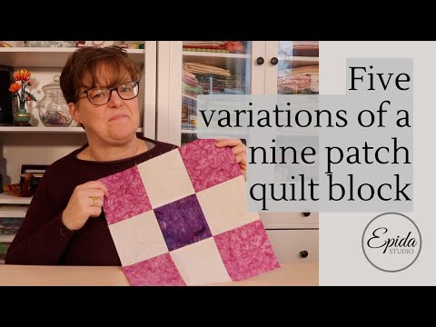 Five variations of a nine patch quilt block