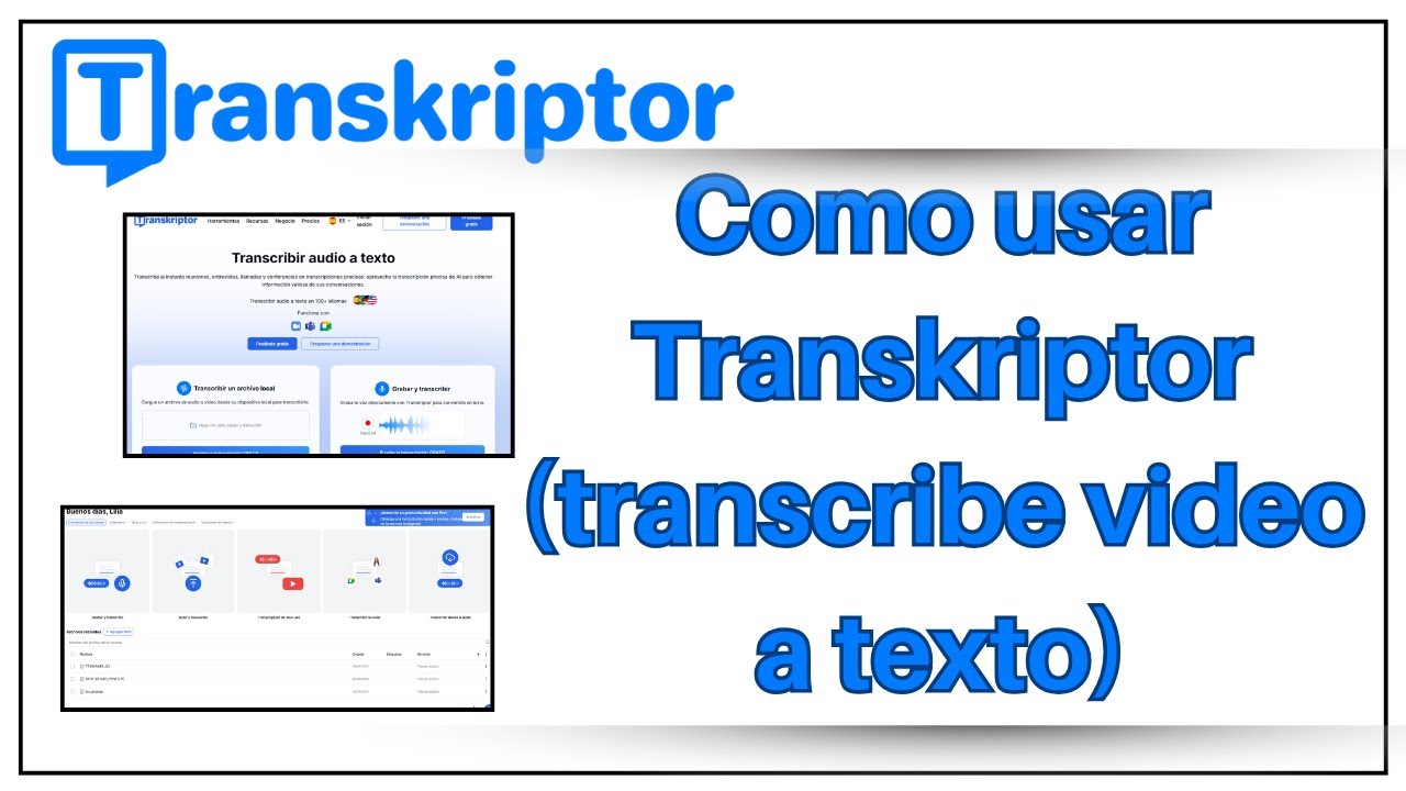 Como usar Transkriptor (audio-video a texto)