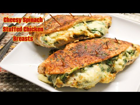 The BEST Cheesy Spinach Stuffed Chicken Breasts | How To Make Stuffed Chicken