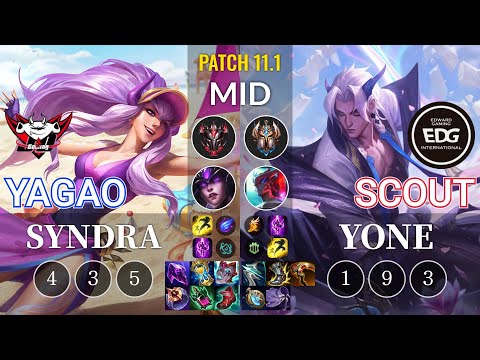 JDG Yagao Syndra vs EDG Scout Yone Mid - KR Patch 11.1