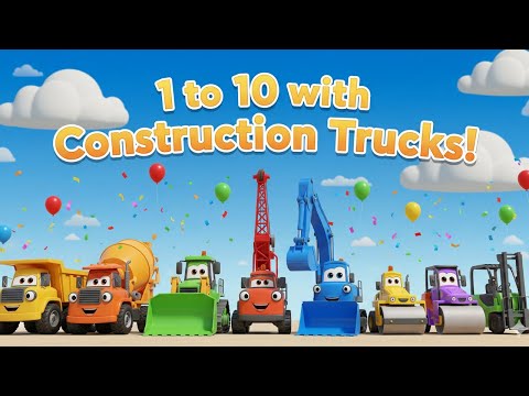 🚧Count 1 to 10 with BIG Construction Trucks! #kidssongs #constructiontrucks #counting #countingsongs