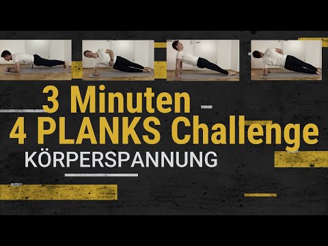 3-minute challenge - complete workout - 4 planks - body tension - stabilization exercises