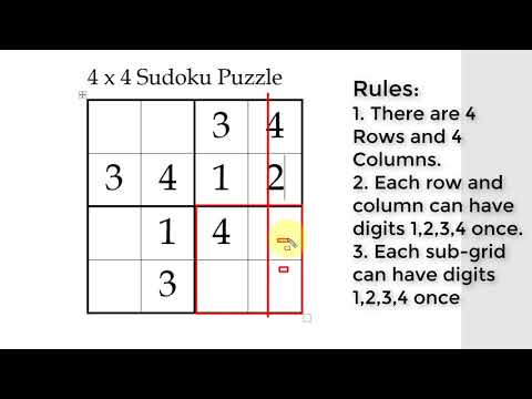 How to Solve 4x4 Sudoku Puzzle for Kids Online - PDF and Printable Also Available