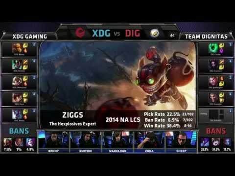XDG vs Dignitas | 2014 NA LCS Spring split S4 W11D2 G1 | XDG vs DIG SuperWeek 11 Day 2 full game HD