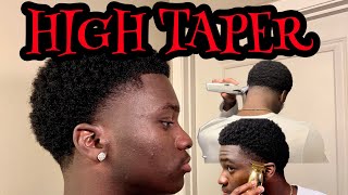 Barber Tutorial: HIGH TAPER for beginners |MINI Afro | SELF-CUT