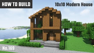 マイクラ建築：木製のモダンハウスの作り方。10x10ブロックで簡単に。No.169【Minecraft】