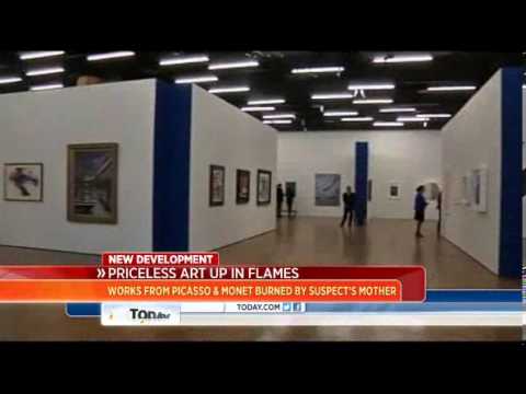 Stolen art may have been burned by suspect's mom