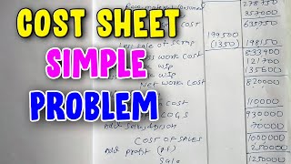 #2 Cost Sheet (Problem & Solution) #Cost Accounting (For B.Com/M.Com) by CA. Brijesh singh