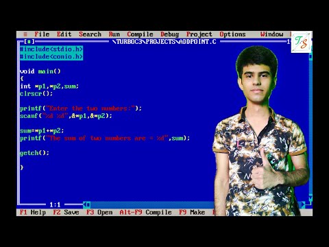 C Program To Add 2 Numbers Using Pointers | Turbo C++