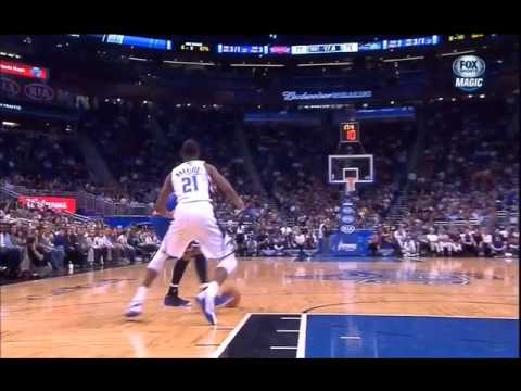 Carmelo Anthony gets denied 3 times by some unknown rookie on the Magic. Hilarious