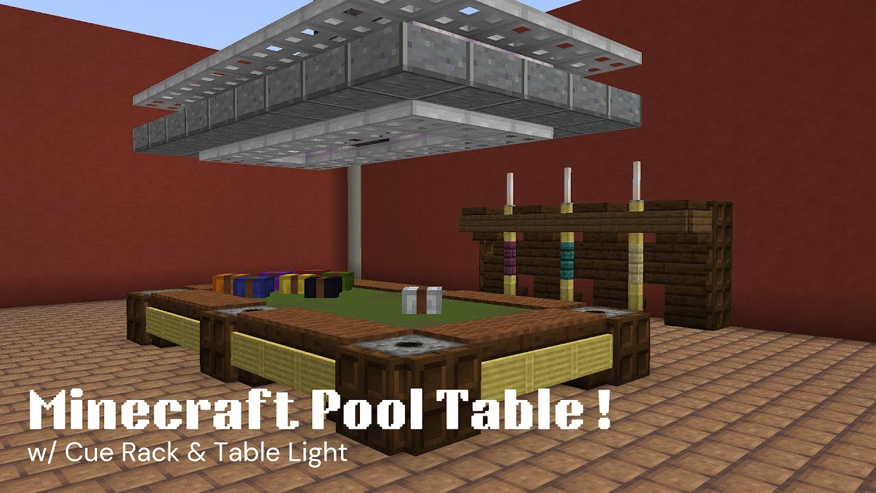 Minecraft Pool table w/ Cue Rack and Table Light | Billiard Room in Minecraft