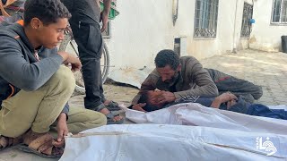 وداع وتشييع جثماني شهيدين في مستشفى الشفاء بمدينة غزة