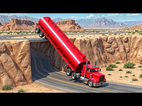 Cars vs UNFINISHED Road Bridge Challenge #1 in BeamNG Drive!