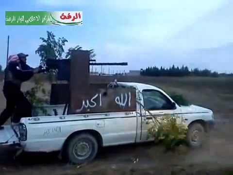 استهداف السجن المركزي بواسطة رشاش 14.5 من قبل كتيبة صواعق الرحمن في الرقة