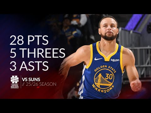 Stephen Curry 28 pts 5 threes 3 asts vs Suns 25/26 season