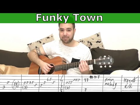 Fingerstyle Tutorial: Funky Town (Full Instrumental) - Guitar Lesson w/ TAB