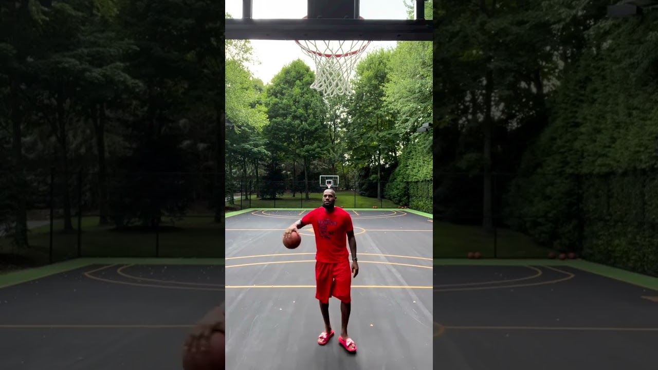 LeBron James outdoor basketball 🏀 court shooting practice