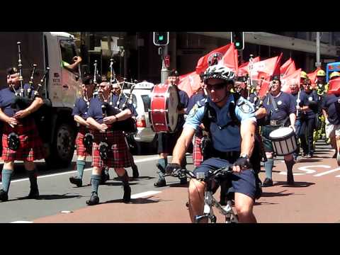 CityOfSydney.Tv George Street FBEU Centenary Parade 21102010 G Pipe Band Firemen