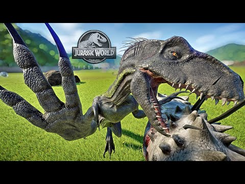 Indoraptor vs Indominus Rex Breakout & Fight Jurassic World: Evolution