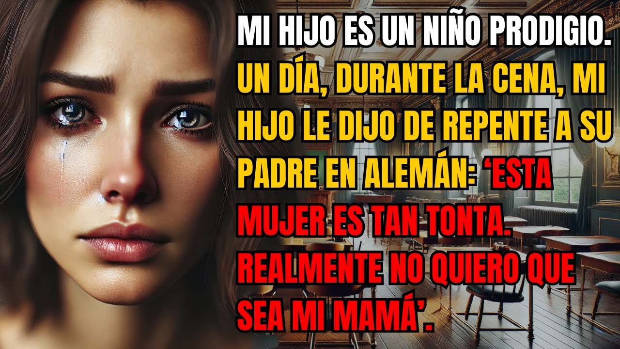 Mi hijo es un niño prodigio. Un día, durante la cena, mi hijo le dijo de repente a su padre enalemán