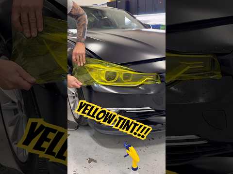 Yellow headlights anyone? Finishing up this Satin Black BMW with yellow tint, looks so unique 🔥