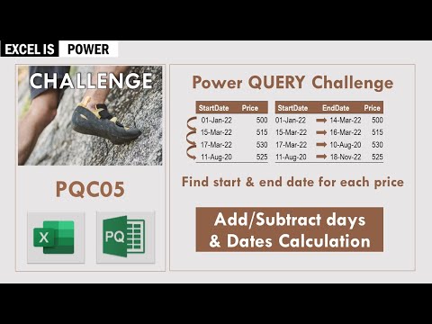 Power Query Challenge: Find start/end date for each price-Add/Subtract days&Dates Calculation(PQC05)