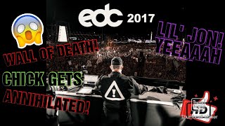 Flosstradamus Lil' Jon at EDC 2017 Wall of Death/Mosh Pit (CHICK GETS DESTROYED IN PIT)