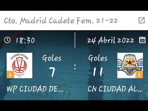 CADETE FEMENINO WP CIUDAD DE RIVAS VS CN CIUDAD ALCORCÓN 24/04/2022