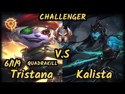 Luger (TRISTANA) vs KALISTA - QUADRAKILL 6/1/9 KDA BOTTOM ADC CHALLENGER GAMEPLAY - EUW
