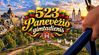 Panevėžiui 523! Šventę stebime nuo karuselės. Паневежису 523! Смотрим на праздник с карусели.