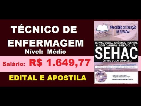 Edital Apostila Processo de Seleção de Pessoal SEHAC RJ 2019 Cargo Técnico de Enfermagem