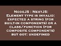 NodeJS NextJS Element Type Is Invalid Expected A String For Built In Components Or A Class Fun
