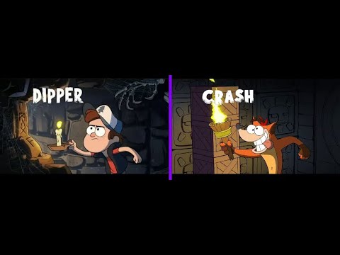 Bandicoot Falls and Gravity Falls side by side