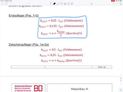 Massivbau 3 – Beispiel 9 Bemessung eines deckengleichen Unterzuges (alt)