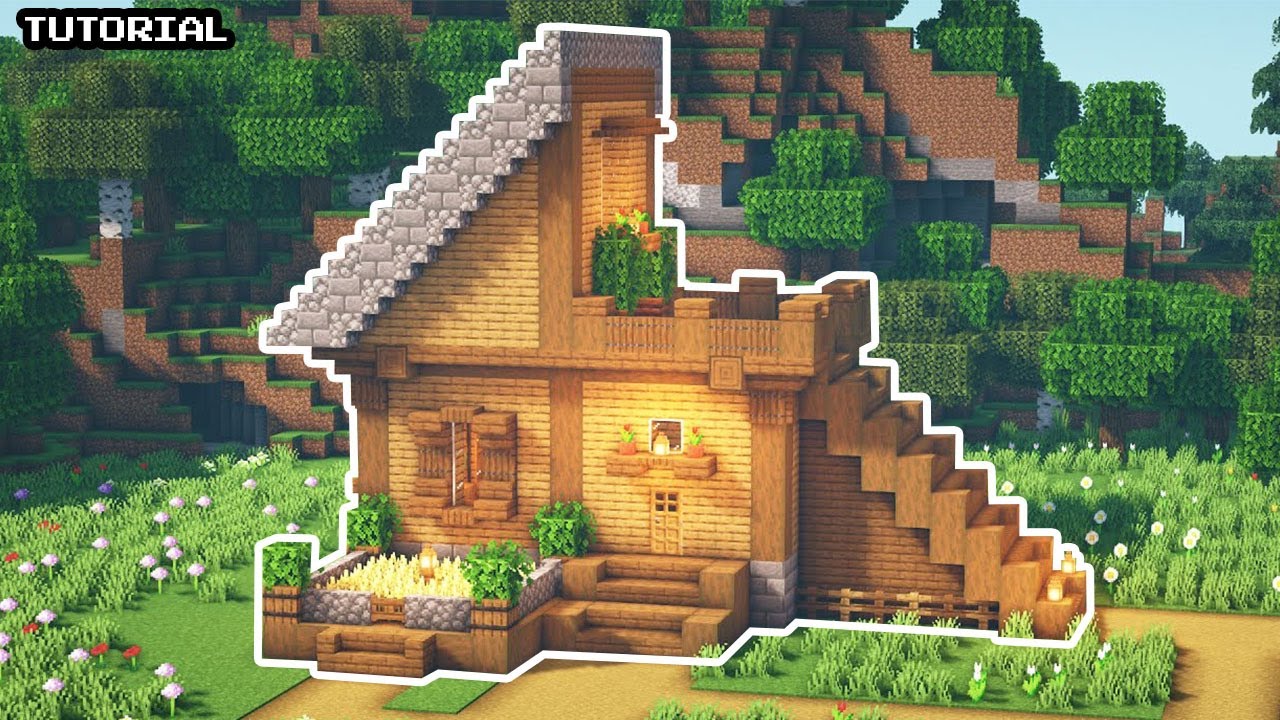 Minecraft : How to build a Survival Farm Wooden House Tutorial 🍦 (#25 ...