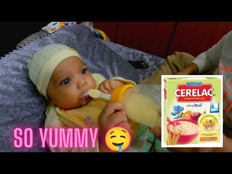 First time 3 months old baby eating solid food || reaction || Baby Uriella😍