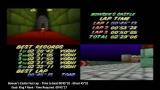 Mario Kart 64 - Time Trials - Bowser's Castle Flap 00'45"13 King D [N64 PAL]