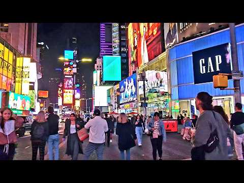 New York After Dark! Times Square Walking Tour 4K – Lights, Energy & City Vibes October