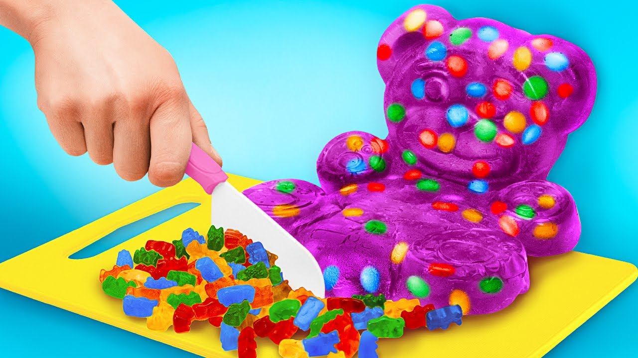 Fazendo Gummy Bear Gigante, Waffle e Sorvete 🌈🍧 Deliciosas Sobremesas Arco-íris